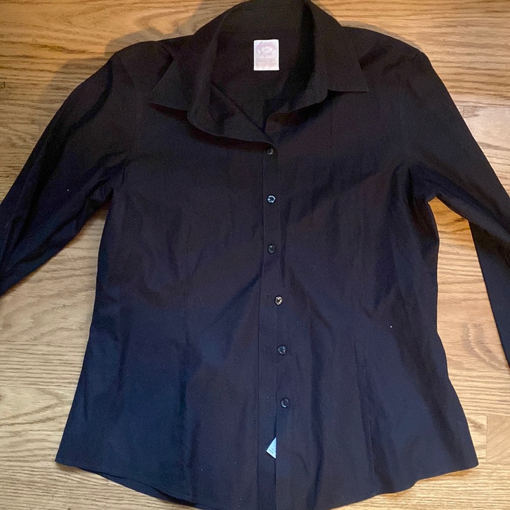 Black Brooks Brothers button down black blouse